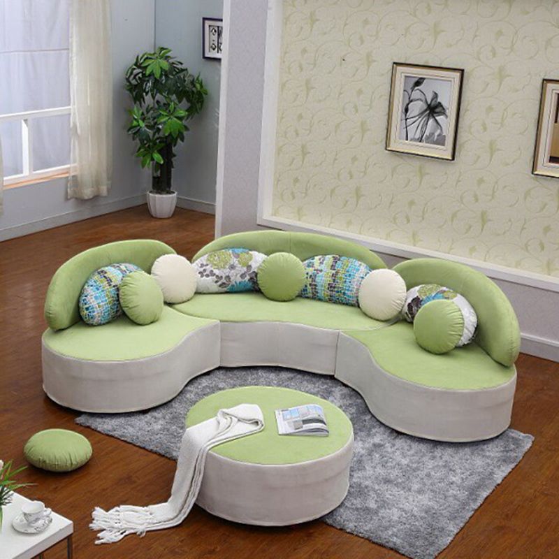 Living Room Contemporary Curved Armless Stationary Cushions Sofa