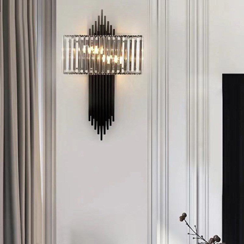 Crystal Geometry Shape Wall Lights Modern Style 2 Light Wall Sconce for Dining Room