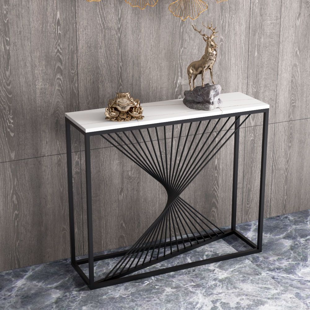 31.5-inch Tall Stone Glam Accent Table Rectangle Console Table for Hall