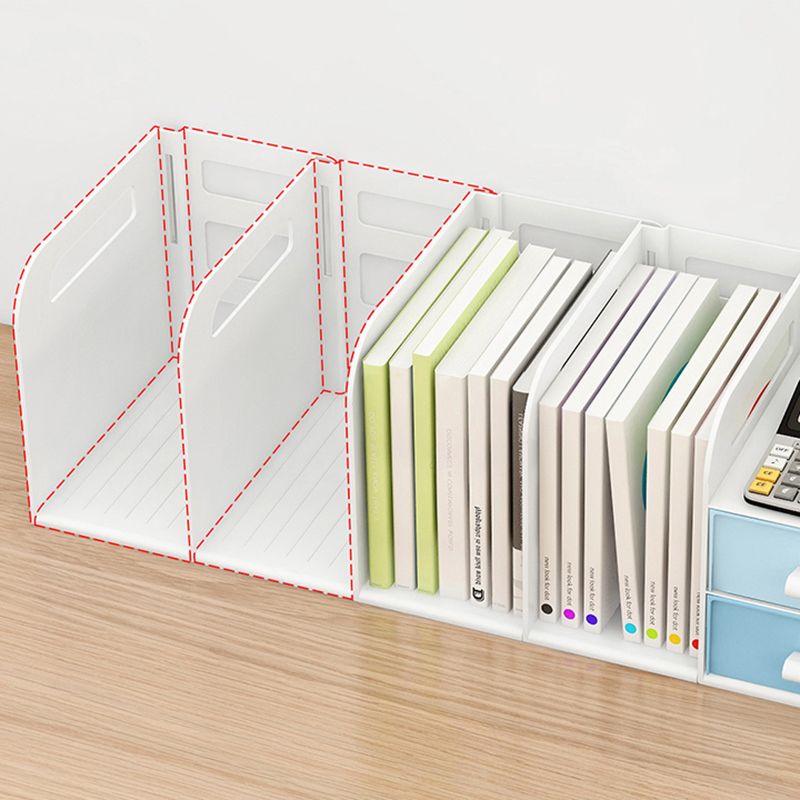 Plastic Bookshelf Contemporary Bookcase with Drawer for Home Office