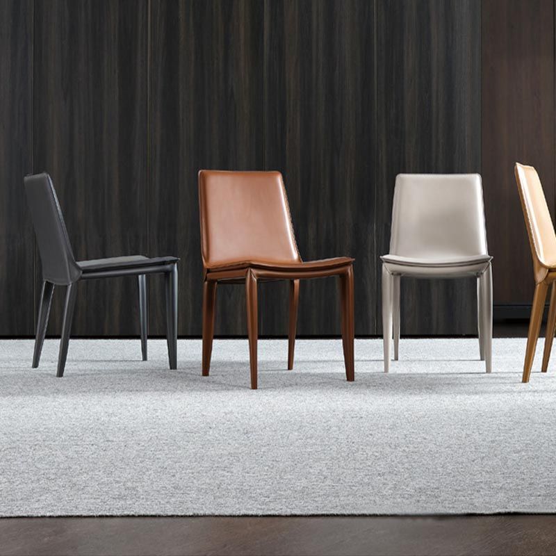 Contemporary Style Dining Chairs Armless Chair with Metal Legs for Kitchen