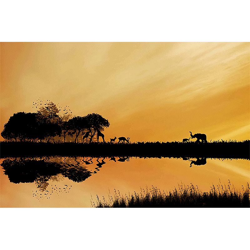 Modern Style Wildlife Wall Mural for Living Room, Large Wall Art in Pastel Color