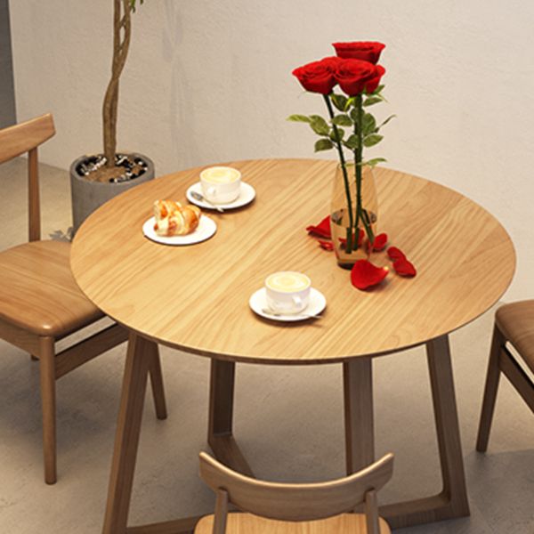 Modern Dining Set 1/2/4 Pcs Solid Wood Dining Table and Chairs in Brown