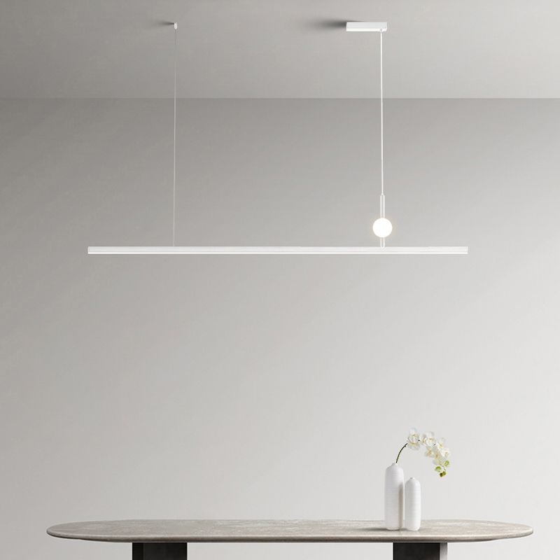 White LED Island Light Modern Island Hanging Light with Acrylic Shade for Living Room