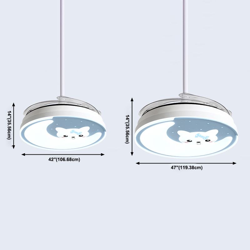 Acryl Maan en Cat Fan Lamp Cartoon LED Semi Flush plafondlicht voor kinderen Slaapkamer