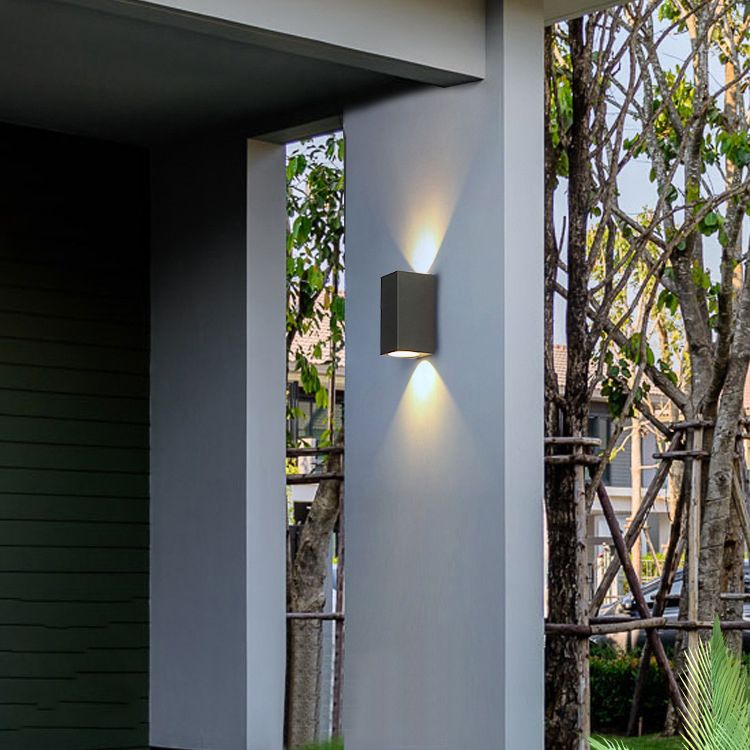 2 Lights Rectangular Wall Lighting Fixtures Modern Style Metal Wall Washer Sconce