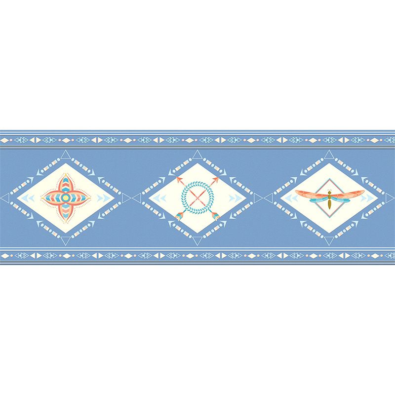 Rhombus Printed Wallpaper Border Bohemian Peel off Kitchen Wall Art, 10' L x 6" W