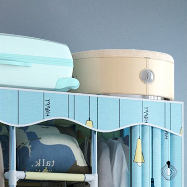 Modern Style Wardrobe Metal 1-Door Wardrobe Closet with Cloth Rod