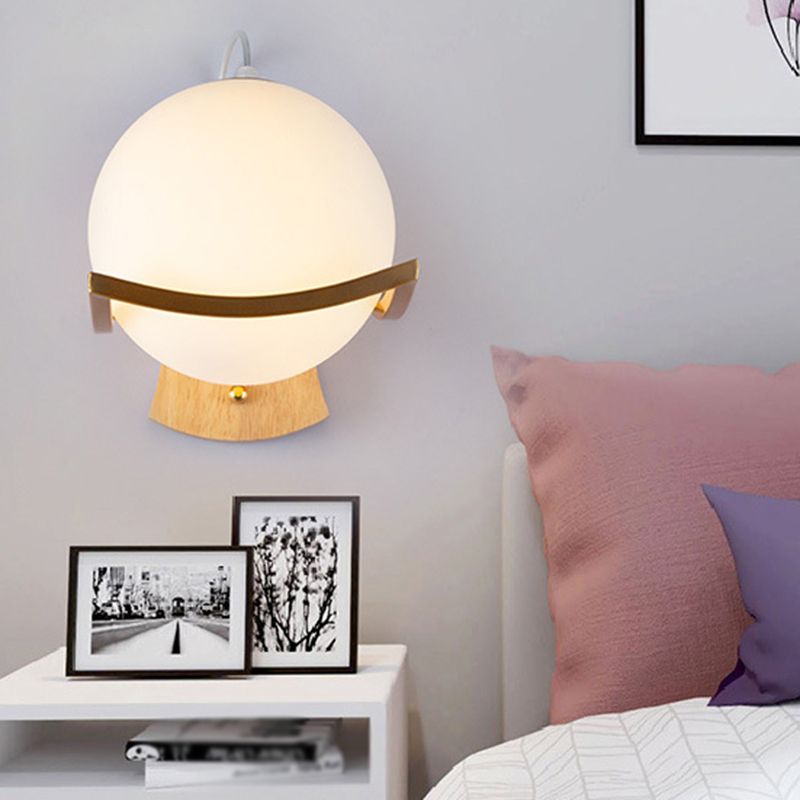 Modern Wall Sconce Metal Ball Shape Wall Light with Glass Shade for Living Room