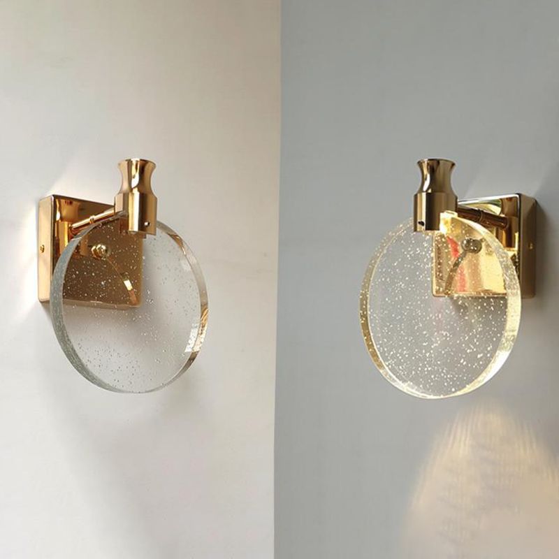 1 Light Round Vanity Wall Lights Modern Style Crystal Vanity Wall Sconce
