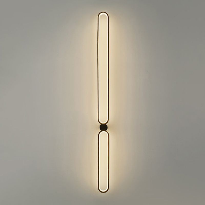 Linear Shape Metal Wall Mount Light Modern Style 2-Lights Wall Light Sconce in Black