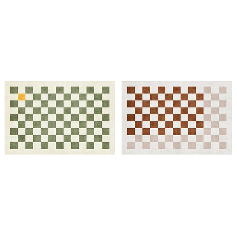 Simple Checkerboard Rug Polyester Indoor Rug Non-slip Area Carpet for Living Room and Bedroom