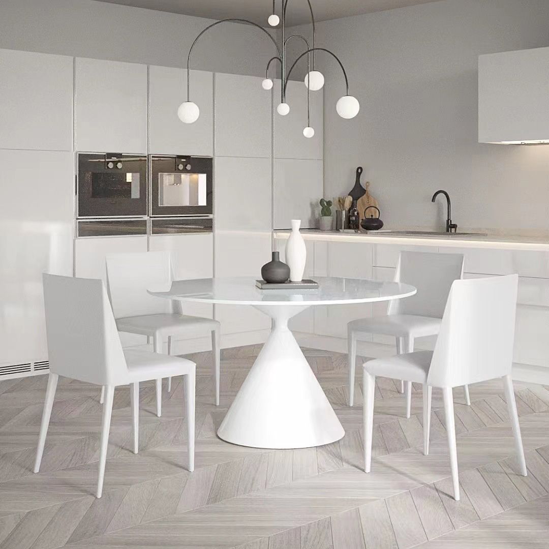Contemporary Round Dining Table Sintered Stone Table with Metal Leg for Home Use