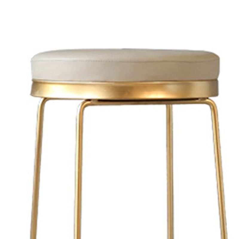 Modern Faux Leather Counter Stool Round Backless Bar Stool with Footrest