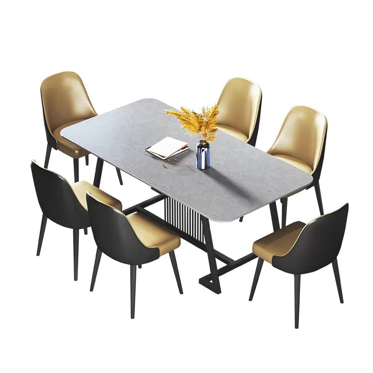 Modern 1/2/5/7 Pieces Dining Set Sintered Stone Dining Table Set with Leather Chairs