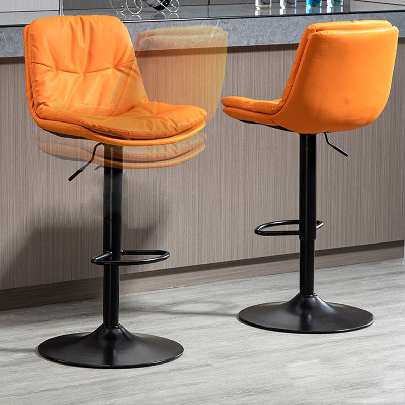 Modern Armless Rotatable Counter Stool Metal Cafe Bar Stool with Cushion and Pedal