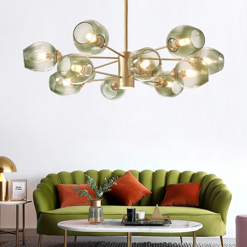 Luces de techo colgantes de vidrio de lámpara de Sputnik de lámpara moderna con cable colgante para sala de estar