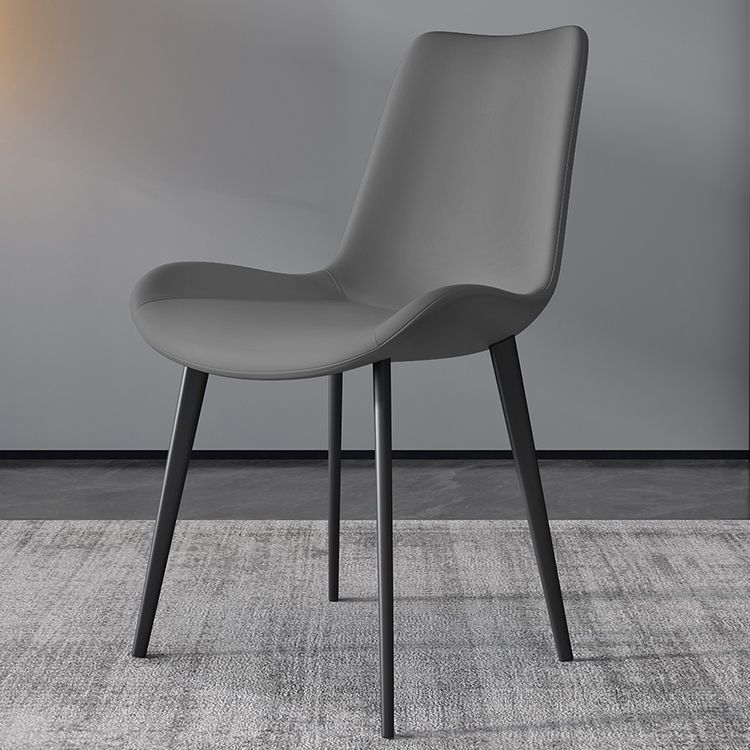 Silla de comedor estilo moderno, sillas sin brazos con patas de metal para cocina
