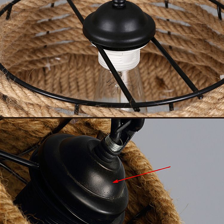 Beige schaduw hanglamp verlichting armatuur magazijnstijl touw 1-licht restaurantophanging licht