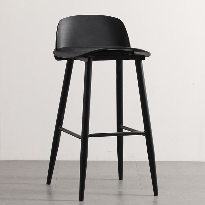 Modern Armless Backrest Counter Stool Iron Kitchen Bar Stool with Acrylic Seat and Pedal