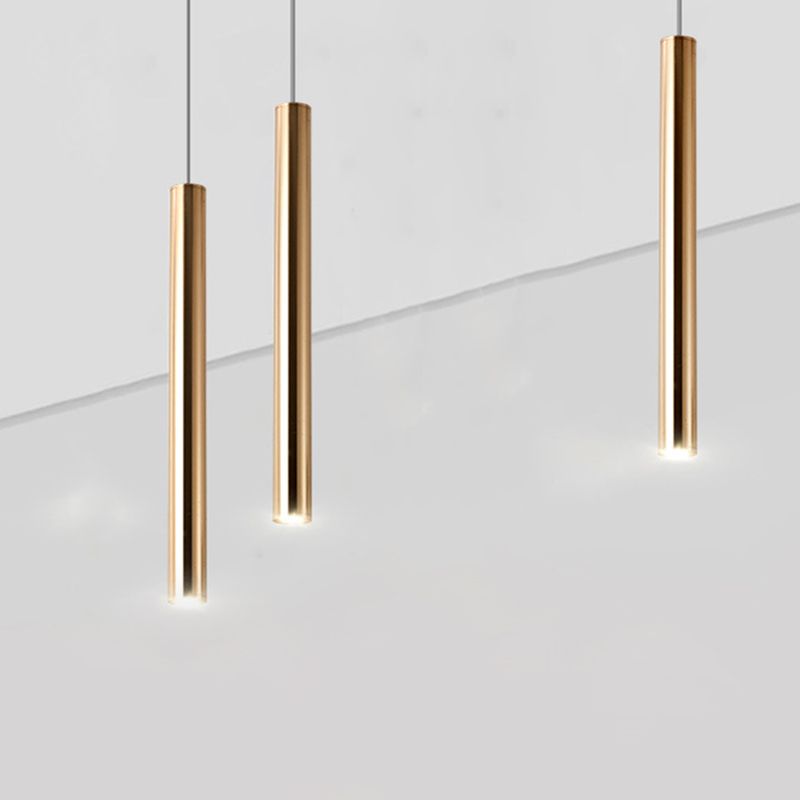 Zylindrische Deckenschein einfacher metallpoliertes Gold LED -Anhänger Beleuchtung für Bar