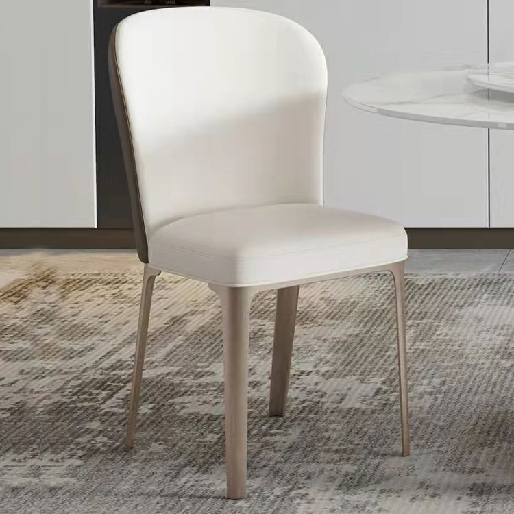 Sillas de comedor de cuero sin brazos con respaldo sólido escandinavo de lujo para cocina