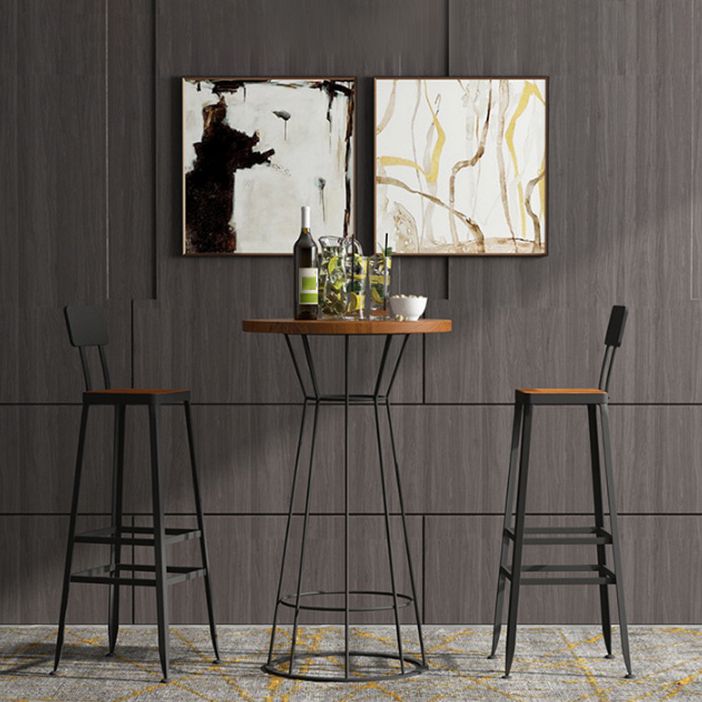 Modern Round Bar Stool and Table Set 1/2/3 Pieces Metal and Wood Pub Set
