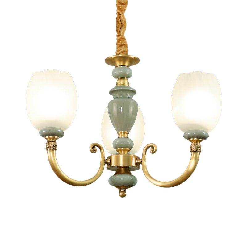 Lampada da pranzo allungata a cupola lampada a ciondolo a 3 teste glassata a 3 teste