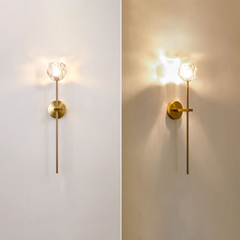 1-Light Crystal Wall Mounted Lighting Modern Style Gold Ball Wall Sconce Lights