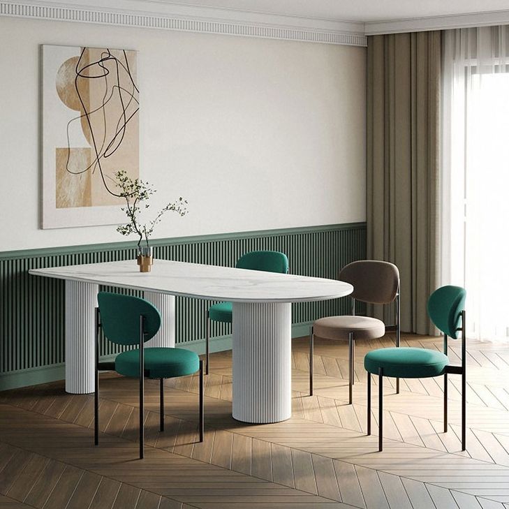 Metal Contemporary Free Form Dining Table Marble Top Table for Dining Room and Kitchen