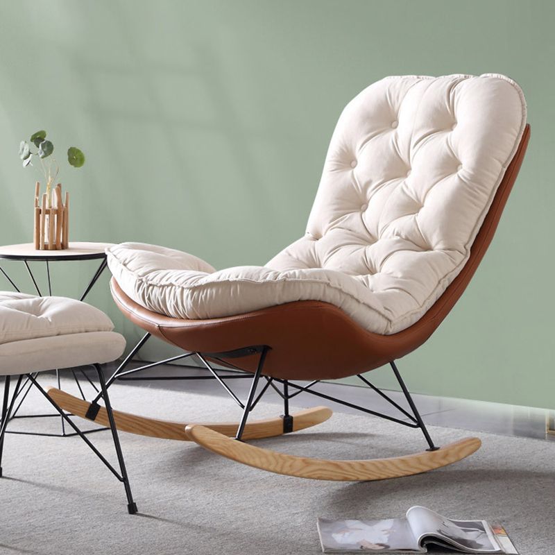 Style Single Rocker Chair Modern Iron Base Lazy Chair for Balcony and Bedroom