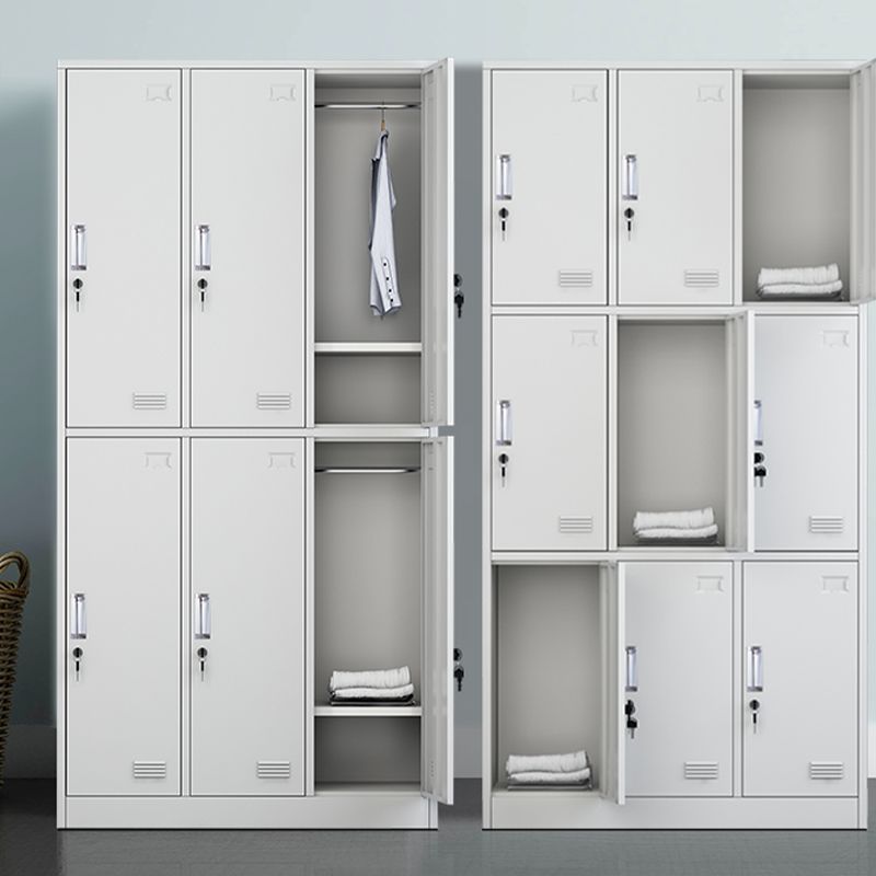 Grey Steel Wardrobe Armoire Contemporary Hinged Wardrobe Cabinet