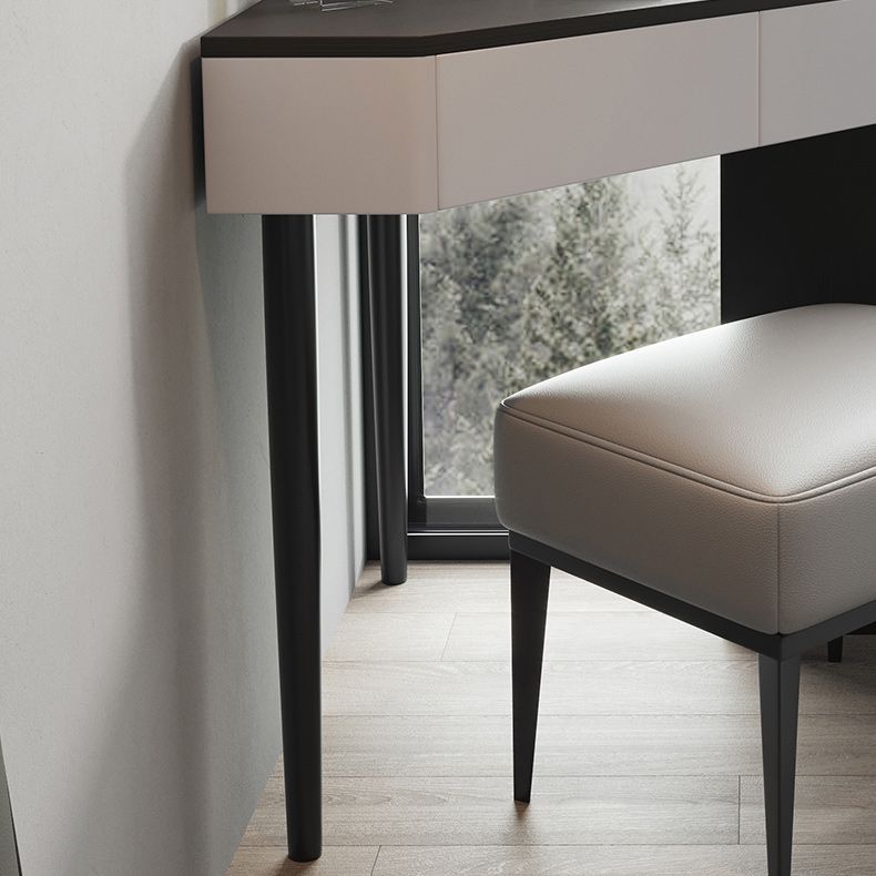Modern Make-up Vanity with 3 Drawers in Black Solid Wood Vanity Desk