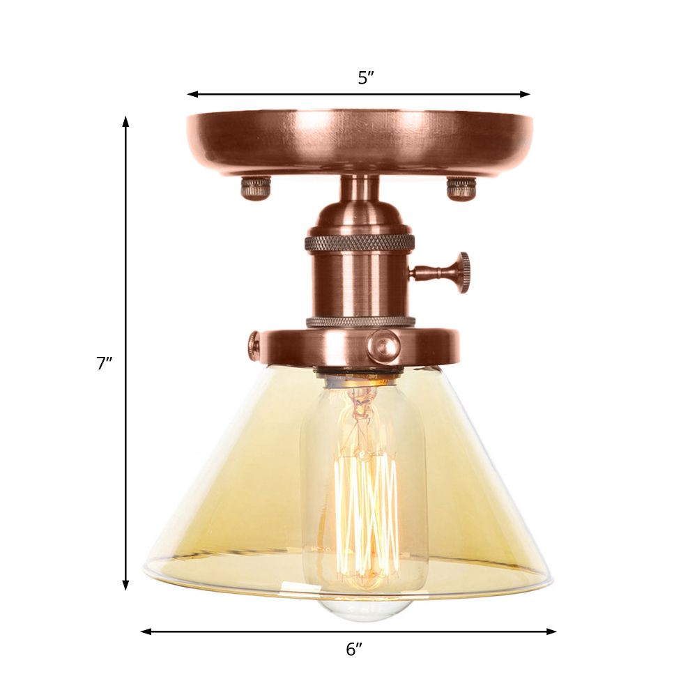 1 Apparecchio di illuminazione in vetro in vetro industriale a cono leggero/campana semifulpa