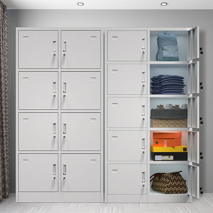 Gray Metal Cabinet for Bathroom Modern Storage Cabinet with Hinged Door