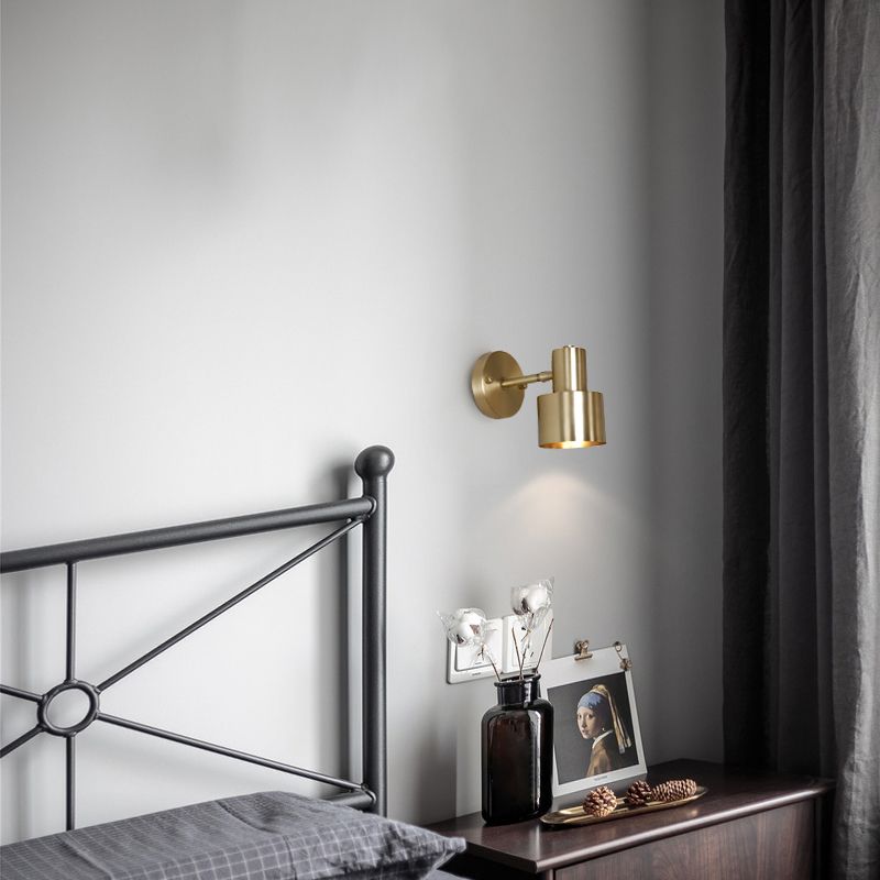 Nordic Luxury Style Cylinderical Wall Mounted Light Fixture Copper 1 Light Sconces