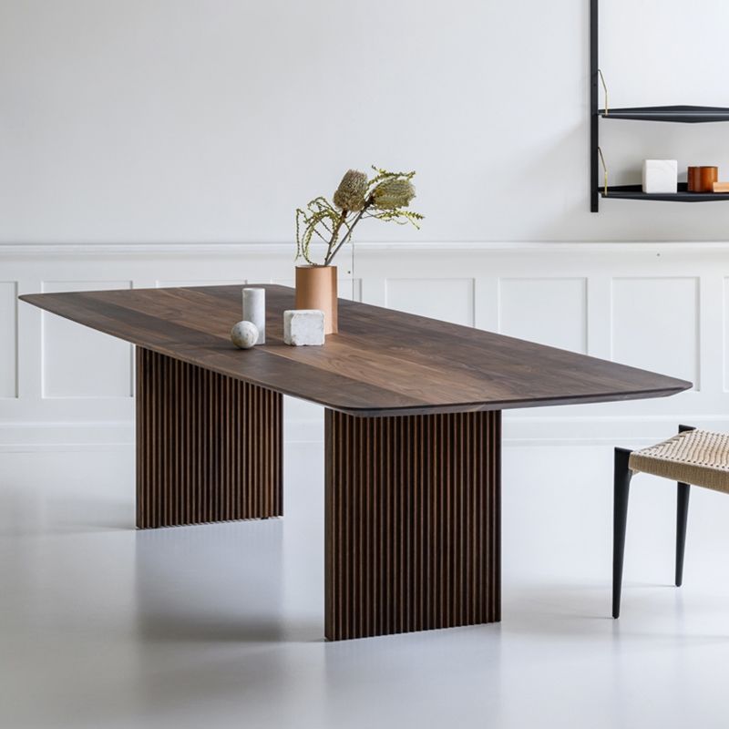Mesa de comedor Simplicidad de madera sólida Mesa de doble pedestal de madera para comedor