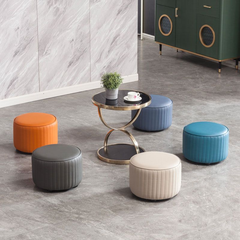 Leather Standard Stool Modern Style Simple Household Round Footstool