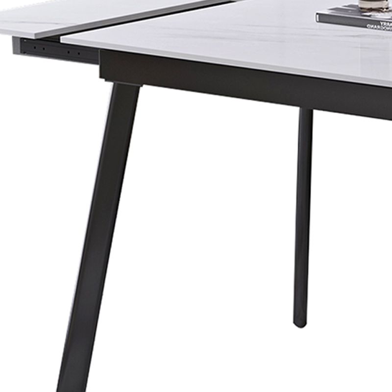 Modern Dining Table Rectangle Extendable Black Frame Dining Table for Dining Room