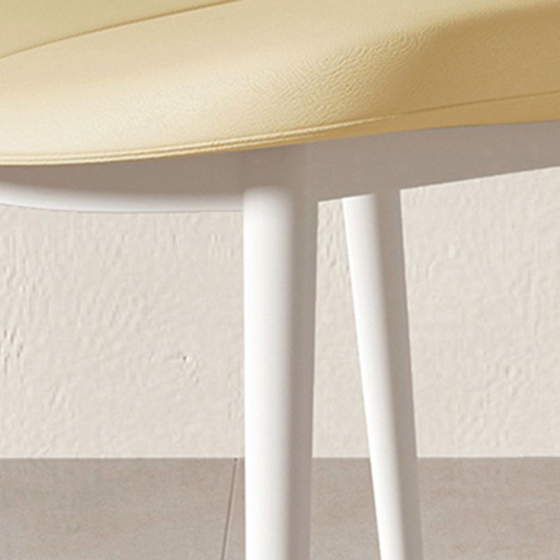 Modern Simple Side Chair Faux Leather Armless Dining Chair with Metal Base