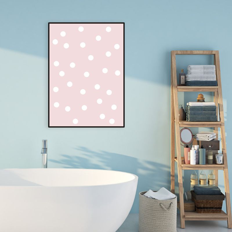 Pink Polka Dot Pattern Canvas Print Textured Kids Style House Interior Wall Art Decor