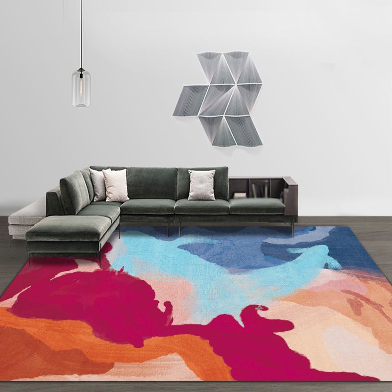 Watercolor Ink Abstract Carpet Simple Carpet Non-Slip Backing Rug for Living Room