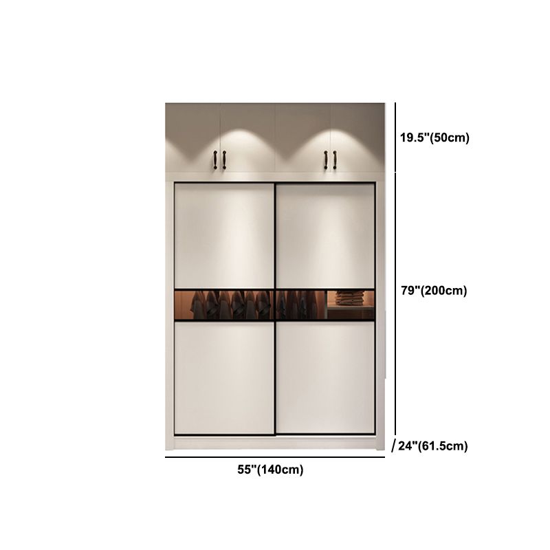 White Engineered Wood Wardrobe Closet Contemporary Wardrobe for Bedroom