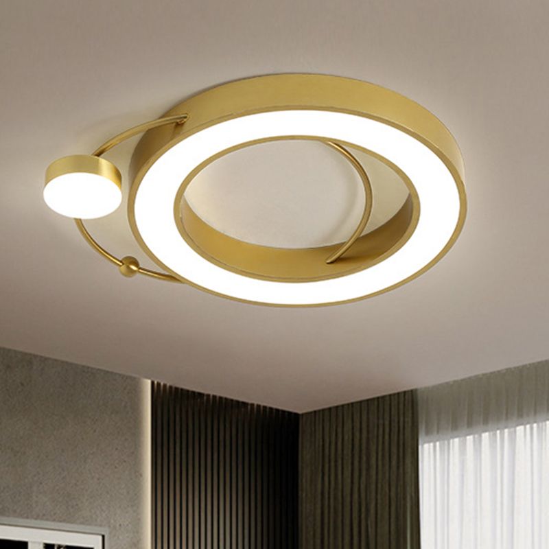 Holle Metalen Flush Plafond Licht Modernist LED Goud Plafond Flush Mount in wit/Geel licht
