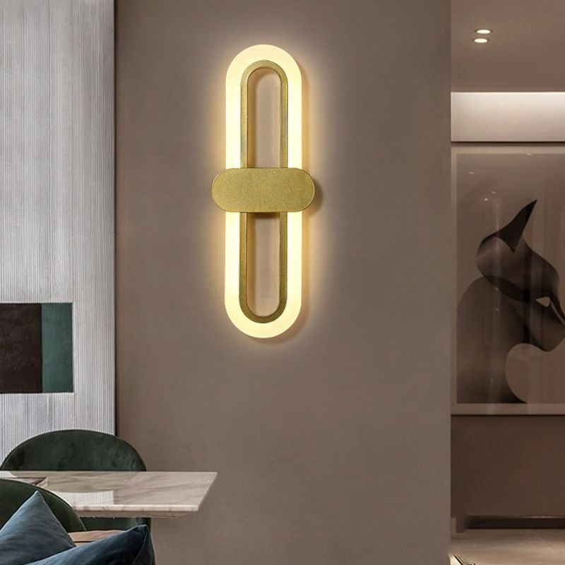 Minimalist LED Wall Lamp Ellipse Metal Sconce Lighting for Bedroom