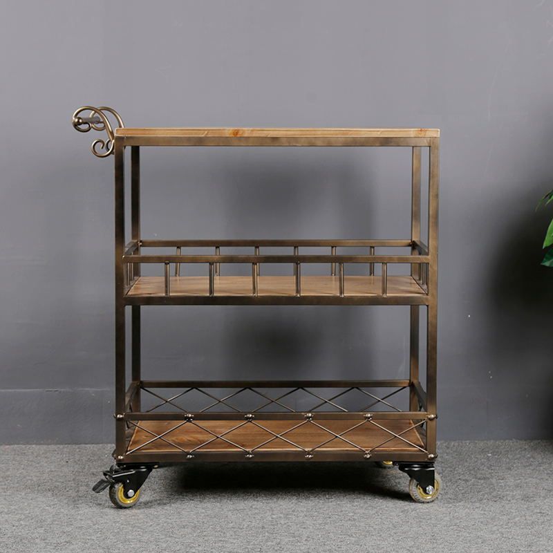 Rolling Industrial Kitchen Trolley Wooden Kitchen Trolley for Dining Room