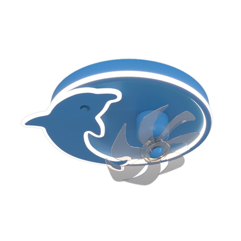 2 - Light LED Ceiling Fan Mount Blue / Pink Kids Style Ceiling Fan