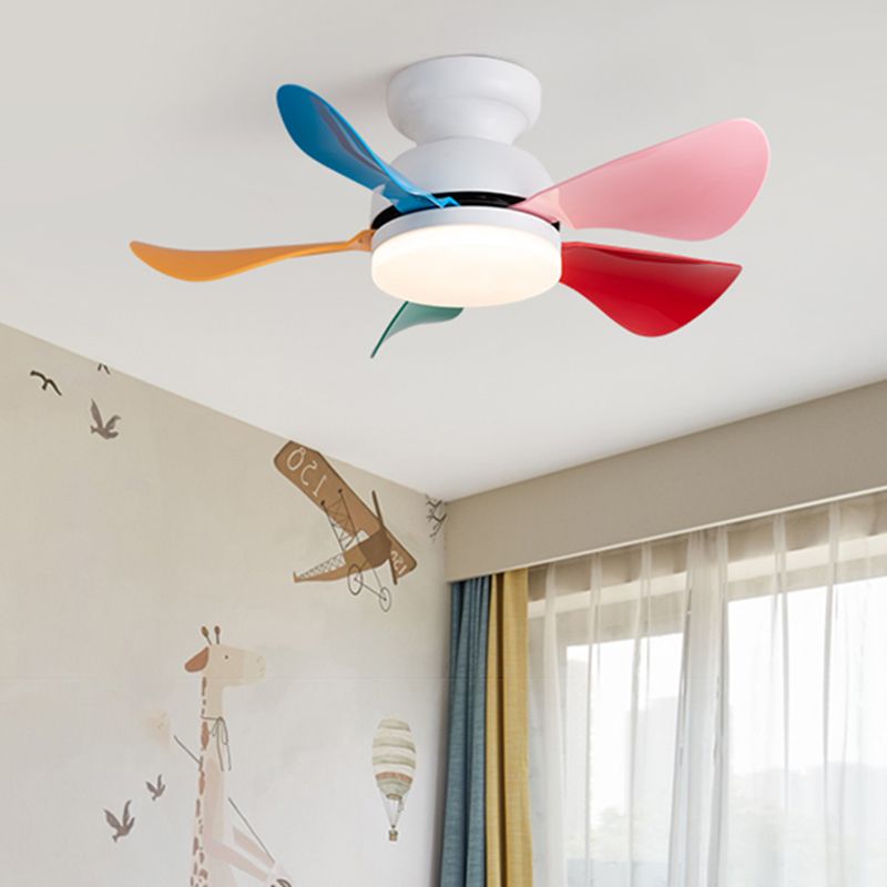 Metal Fan Shape Ceiling Fans Kid Style Single Light Flush Ceiling Fan