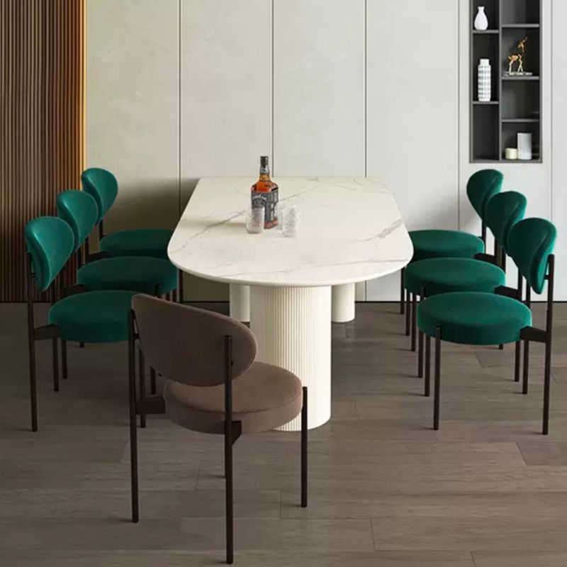 White Tripod Base Dining Table Stone Top Modern Dining Room Kitchen Table