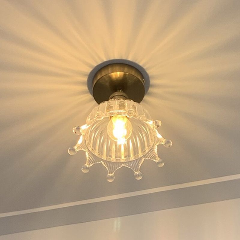 Plafonnier semi-encastré en bronze avec abat-jour en verre de style moderne pour chambre à coucher